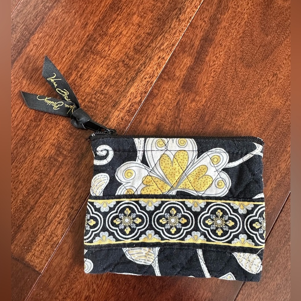 Vera Bradley Black and Yellow Floral Pouch